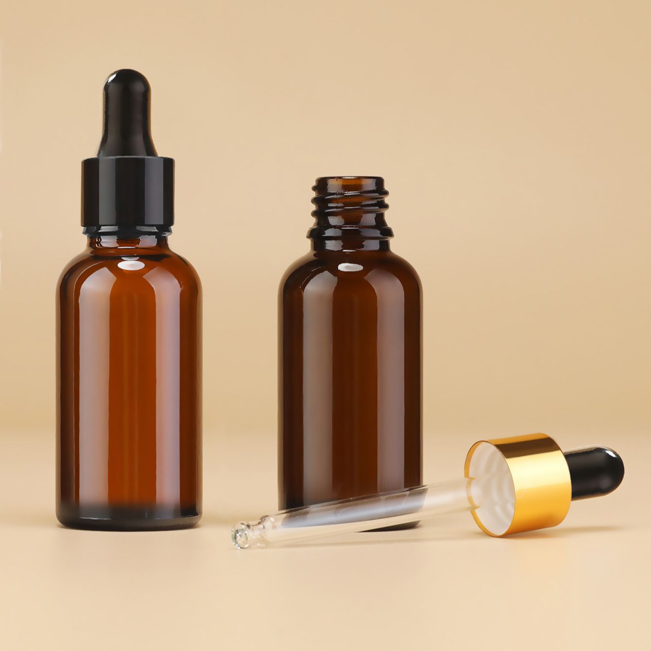 Juice Bottle Dropper - 30 ml Tropfflasche aus bernsteinfarbenem Glas,