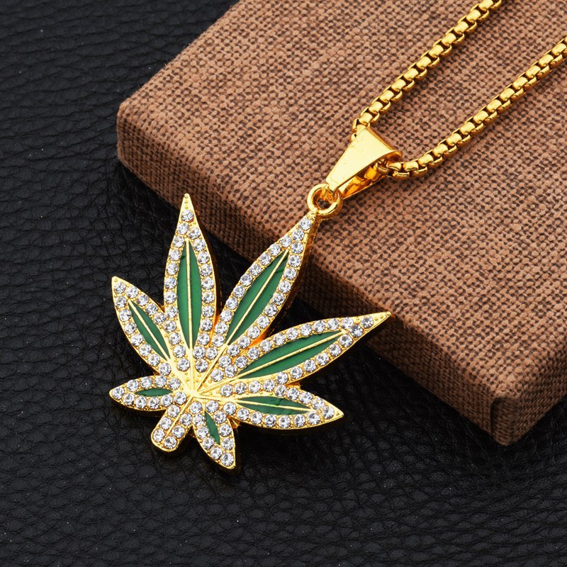 Dry Herb Vaping Accessories - Strass Unkraut Anhänger Halskette Männer Maple